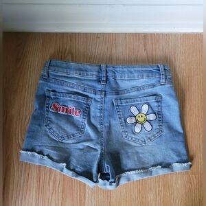 Denim Women's Shorts with Smile and Daisy Patch